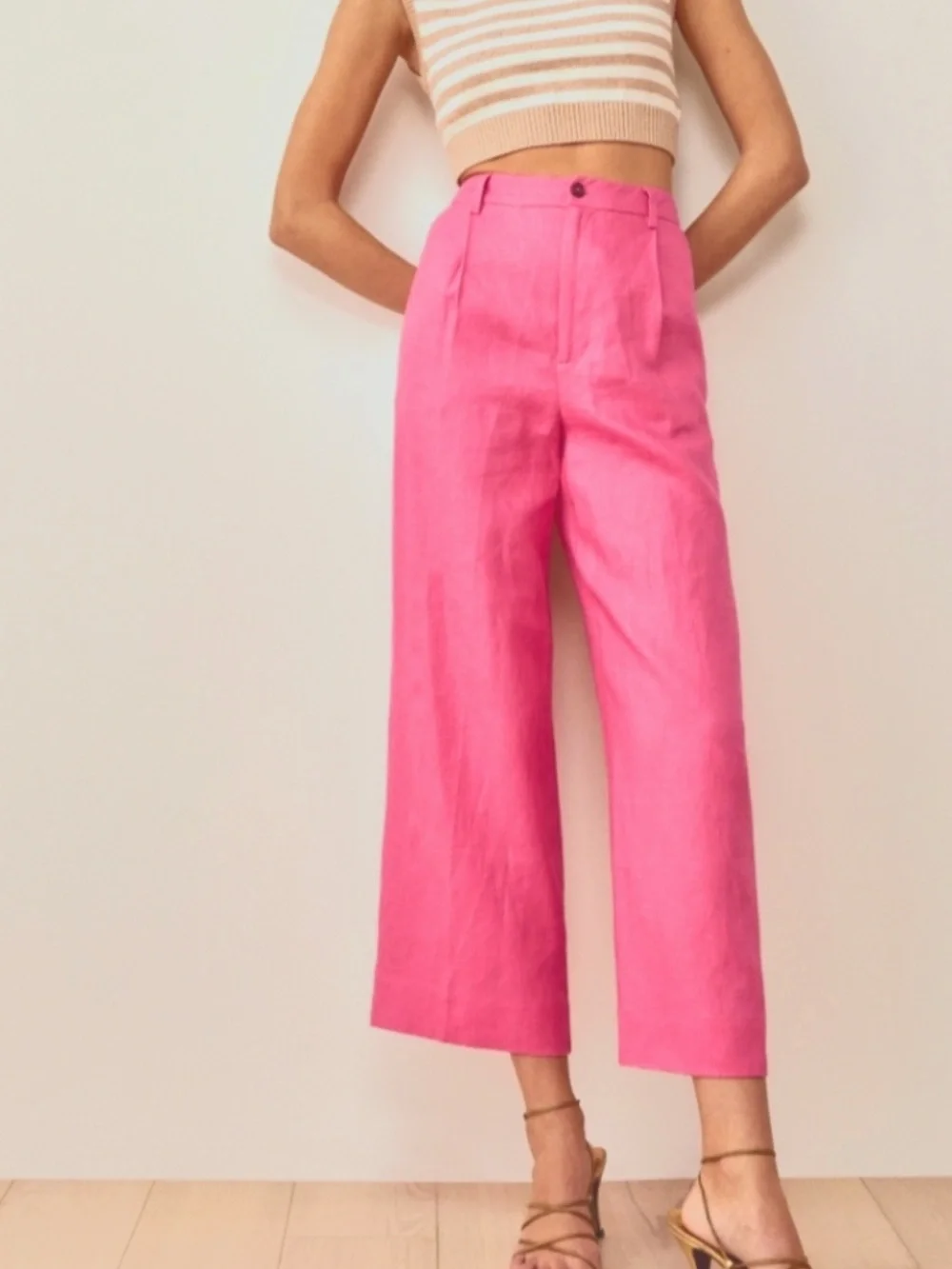 Reformation Tommy Snapdragon Pink Linen Pants Size 6P